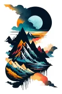 mountains panorama tattoo design idea