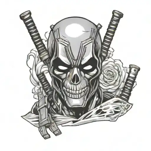 skull Deadpool tattoo design idea