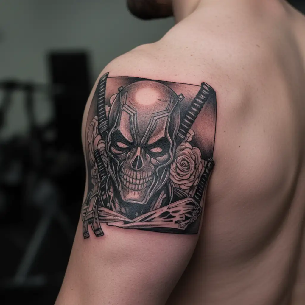 skull Deadpool tattoo design idea