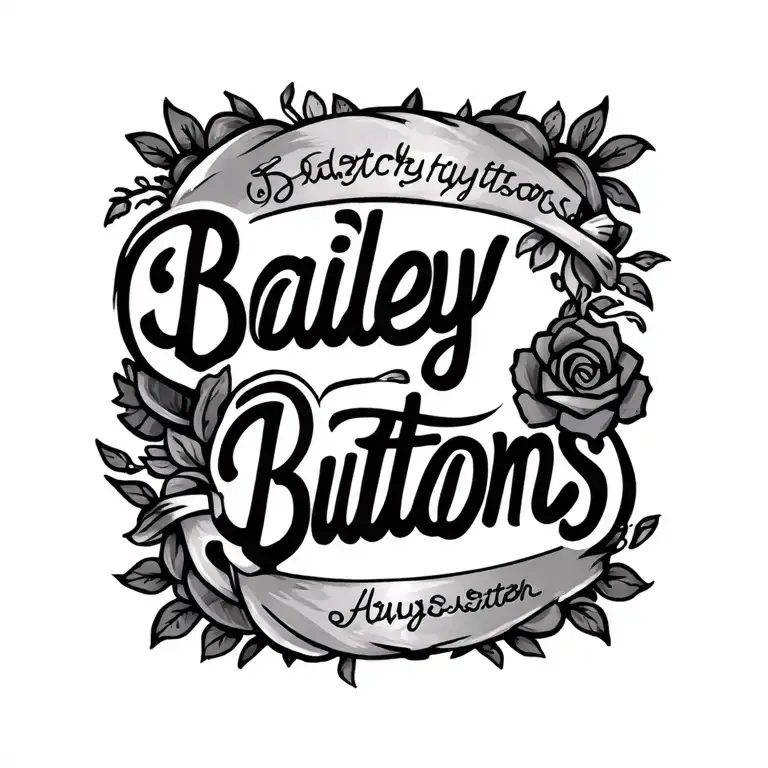 "Bailey Buttons" Two Names Combined tattoo design idea