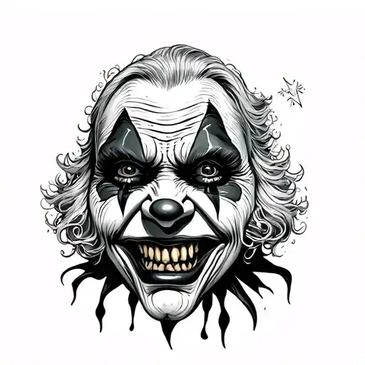 crazy scary clown tattoo design idea