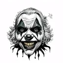 crazy scary clown tattoo design idea