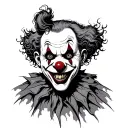 crazy scary clown tattoo design idea