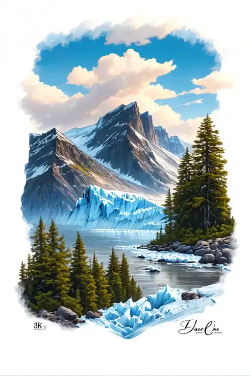 glacier national park scene tattoo design idea