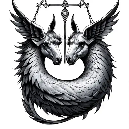 Libra And Sagittarius Combined tattoo design idea