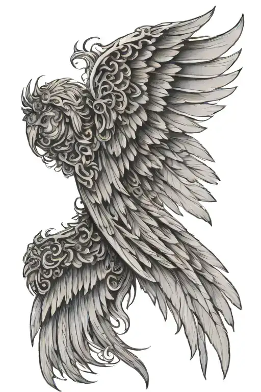 Angel wing on the right, Dark magic Fairy wing on the left tattoo design idea