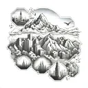 honeycomb structure including Mount Everest, Hawaii, Hollywood sign, New York skyline and Australia tattoo design idea