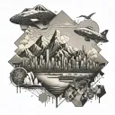 honeycomb structure including Mount Everest, Hawaii, Hollywood sign, New York skyline and Australia tattoo design idea