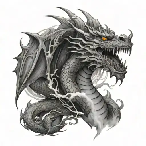 Dragon and smoke coming tattoo design idea