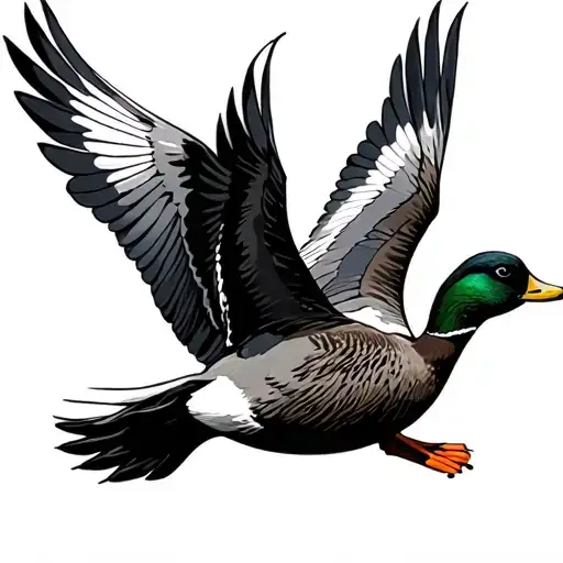 duck flying tattoo design idea