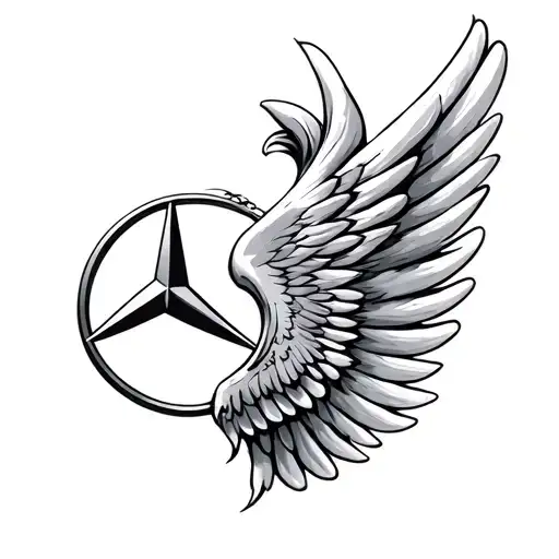 Mercedes Benz logo with wings  tattoo design idea