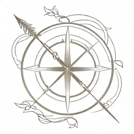 compass for new beginning with wavy arrow tattoo design idea