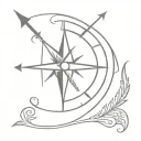 compass for new beginning with wavy arrow tattoo design idea