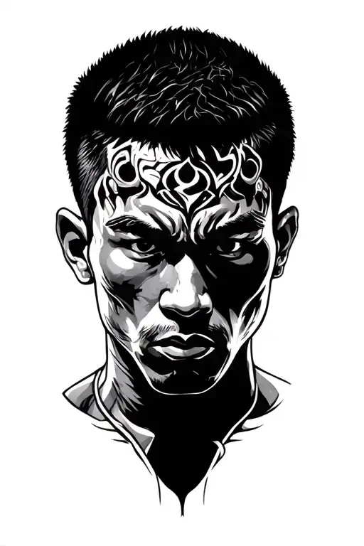 muay thai fighter surrounded tattoo design idea