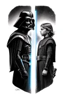 darth vader and anakin bringing balance to the force tattoo design idea