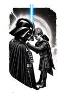 darth vader and anakin bringing balance to the force tattoo design idea