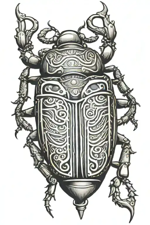 colored scarab beetle tattoo design idea