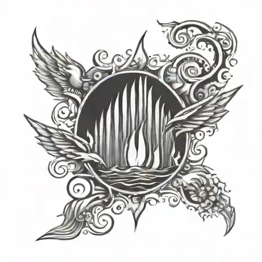 fairy tail emblem with a Trinidad island outline inside it tattoo design idea