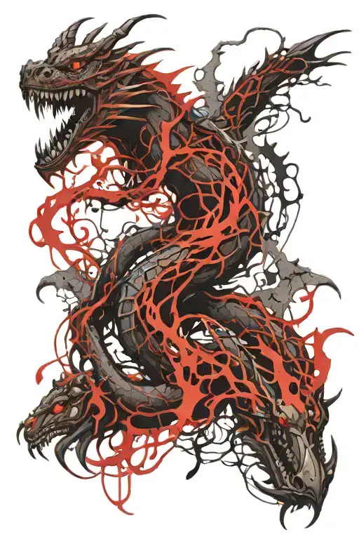 thorns vines dragon tattoo design idea