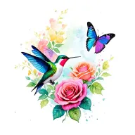 hummingbird rose butterfly tattoo tattoo design idea