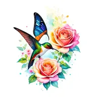 hummingbird rose butterfly tattoo tattoo design idea