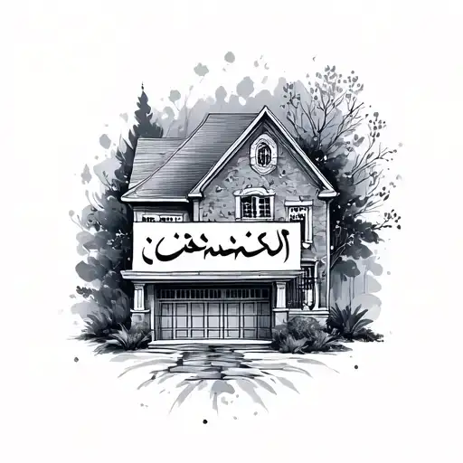 home in Farsi written tattoo design idea