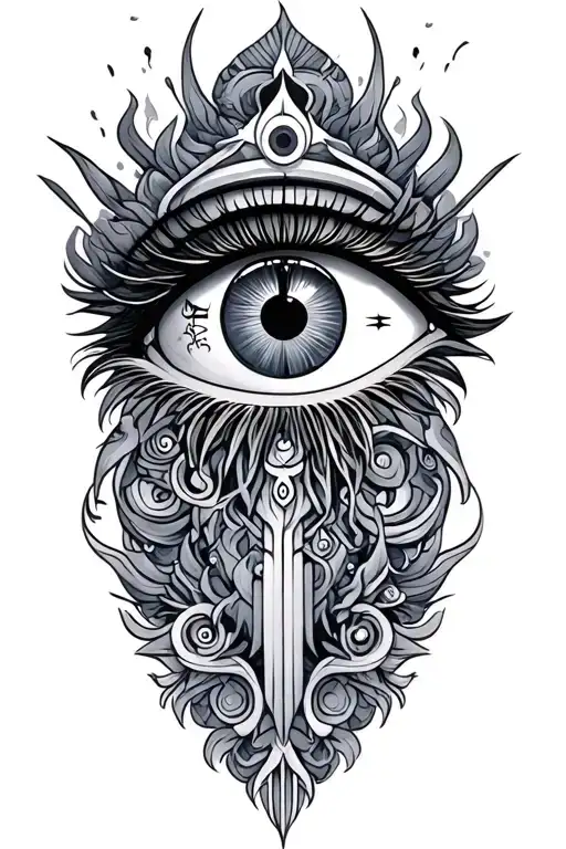 all seeing eye, myan,clock tattoo design idea