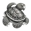 Polynesian styler turtle with 3 T's hidden inside the shell tattoo design idea