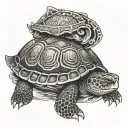 Polynesian styler turtle with 3 T's hidden inside the shell tattoo design idea
