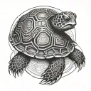 Polynesian styler turtle with 3 T's hidden inside the shell tattoo design idea