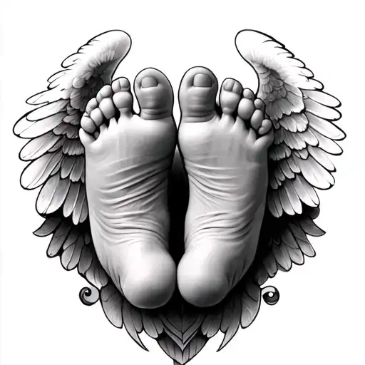 baby feet, wings, Alexis Nicole tattoo design idea
