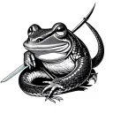 Japanese frog samurai stabbing a snake tattoo design idea