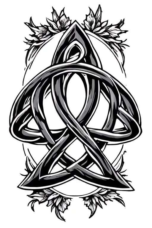 triquetra and witch knot intertwined tattoo design idea
