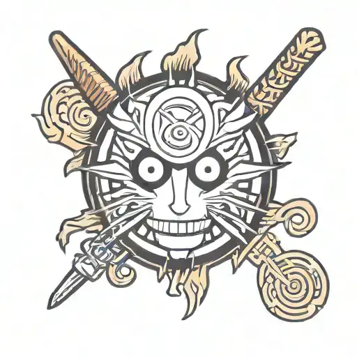 Naruto symbol, Ichigo Hollow mask, Hunter X Hunter elements, Jujutsu Kaisen elements tattoo design idea