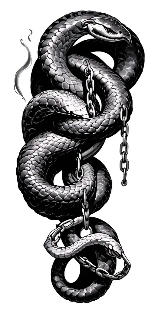 smoke and snakes and chains tattoo design idea