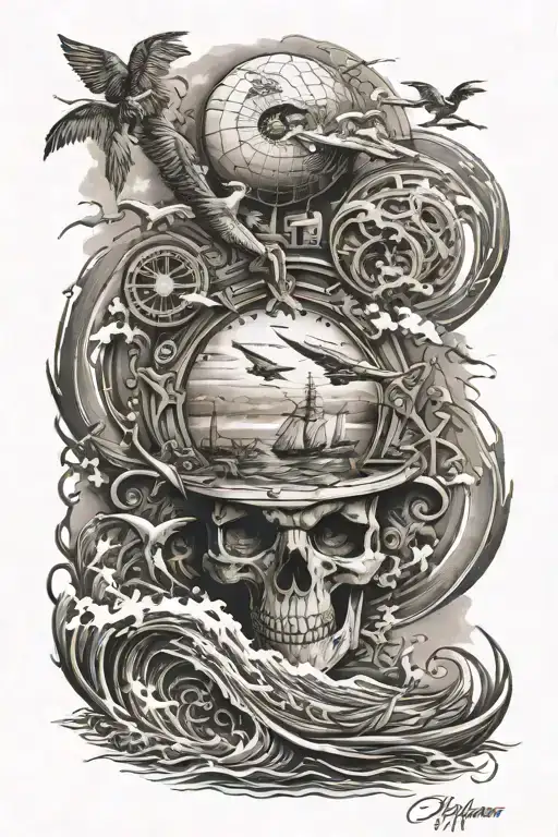Create a sleeve tattoo for a man served 20 years in the US Air Force, Dominican with 2 kids and loves the ocean and live tattoo design idea