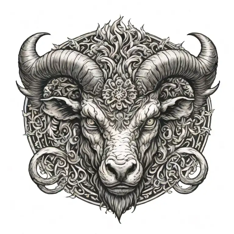 Vengeful demon aries tattoo design idea