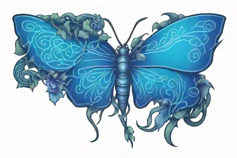 celtic knot butterfly with thorny vines tattoo design idea