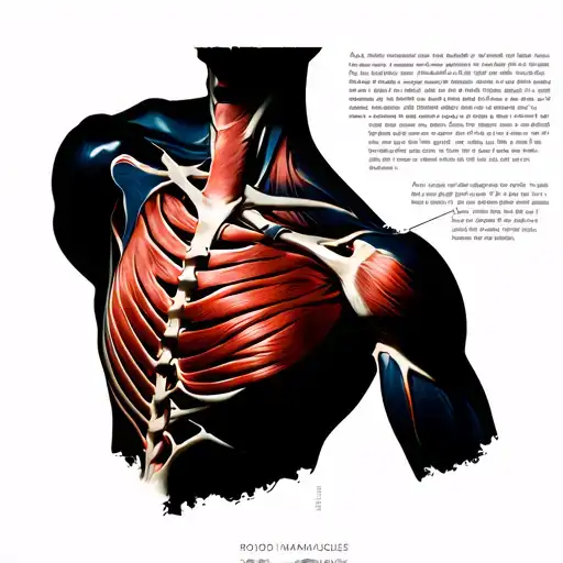 tattoo on the scapula shows the scapula anatomy with rotator cuff muscles with rhomboid major and minor muscles attachin tattoo design idea