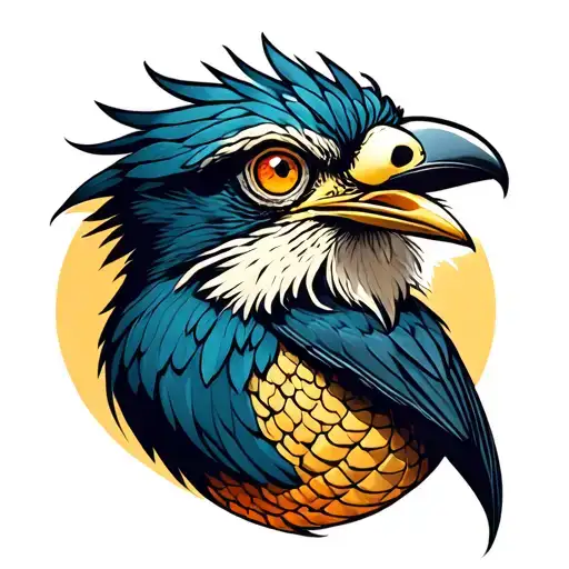 BIRD WITH SNAKE EYES tattoo design idea