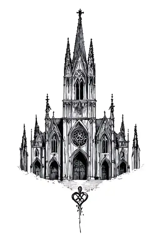 Gothic cathedral tattoo design idea