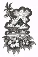 Hawaii Volcano black tattoo design idea