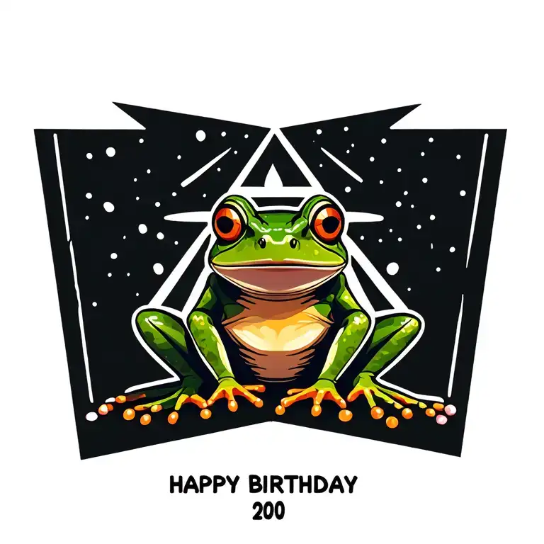 Renita with frog sitting and birthday date tattoo design idea