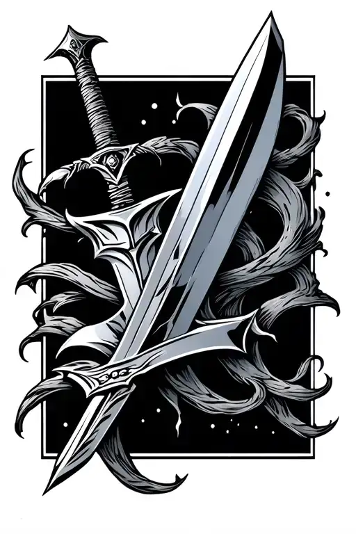 Broken double edge sword tattoo design idea