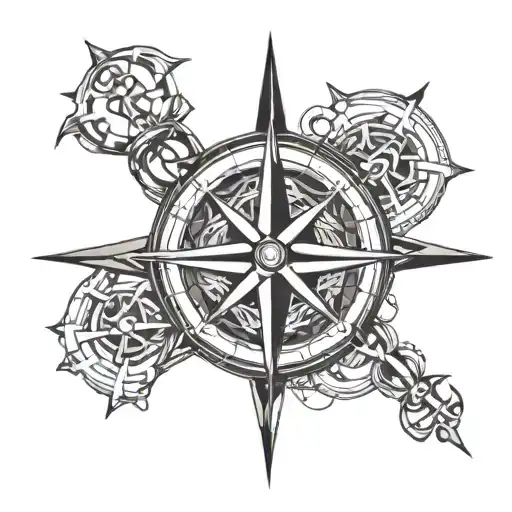 Compass and Anchor & chain tattoo design idea