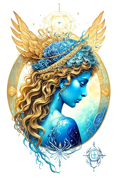 Gemini zodiac sign intertwined with Aquarius zodiac sign, air tattoo design idea