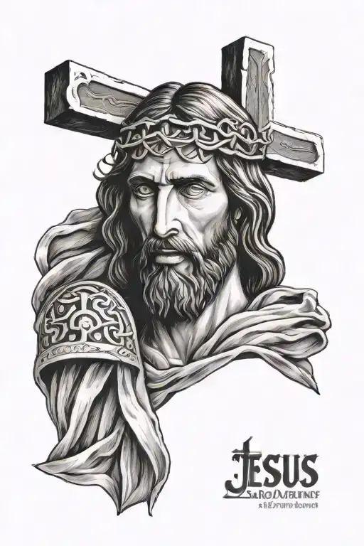 jesus with psalm 23:4 tattoo design idea