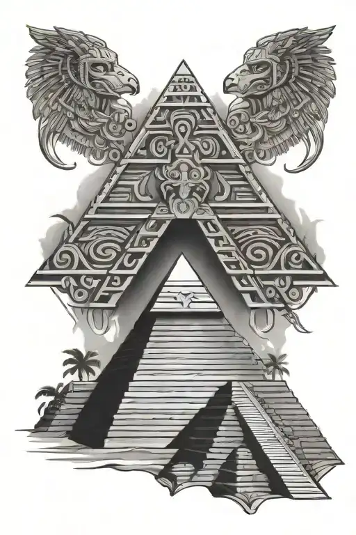 Aztec pyramid tattoo design idea