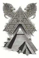 Aztec pyramid tattoo design idea
