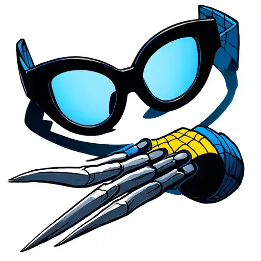 cyclops x men glasses, spider man logo, wolverine x men claws tattoo design idea